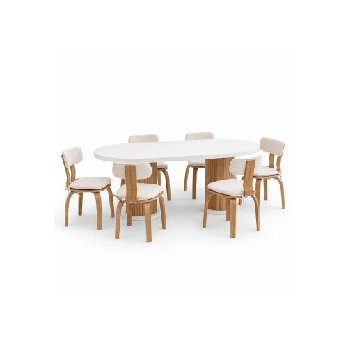 Hanah home Set Trpezarijski sto i 6 stolica Bohemian Round London 7 Slike