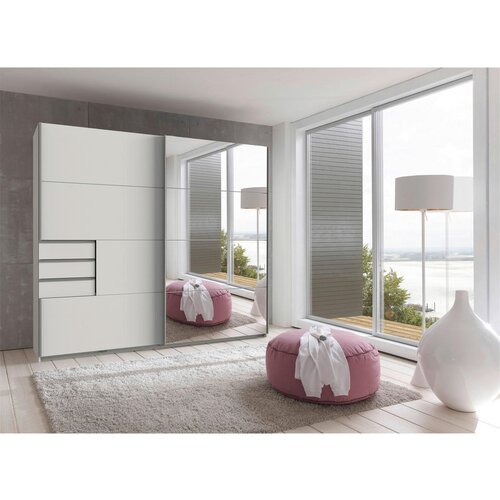 MID.YOU omara z drsnimi vrati, prozorno, bela, barve aluminija Slike