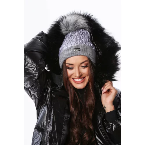 Fasardi Winter hat made of nylon with a pompom, dark gray