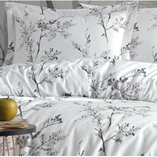 Mila Home Luxury Bela/siva enojna posteljnina iz renforce bombaža 140x200 cm White Floral &amp;ndash; Slike