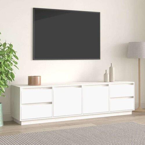 TV ormarić bijeli 176 x 37 x 47 5 cm od masivne borovine Slike