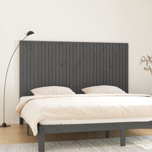 VidaXL Zidno uzglavlje sivo 204x3x110 cm od masivne borovine Slike