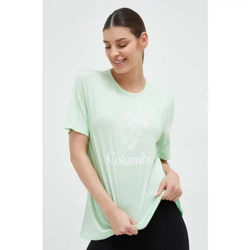Columbia Kratka majica ženski, zelena barva