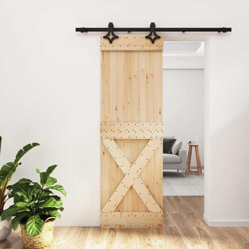  Klizna vrata Prirodna i crna 70 x 210 cm Čvrsta borovina Cijene