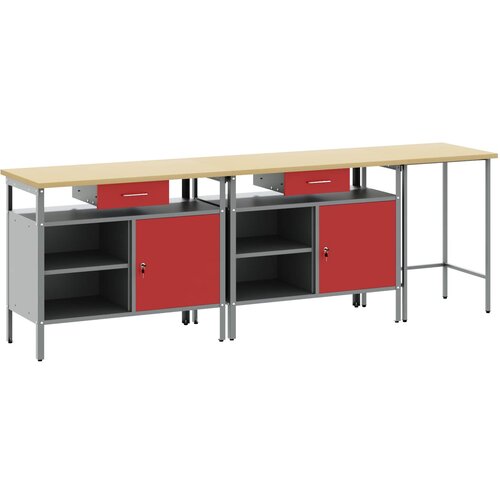  Set radnog stola 3 pcs Crna i Siva Čelik s prahom premazan Slike