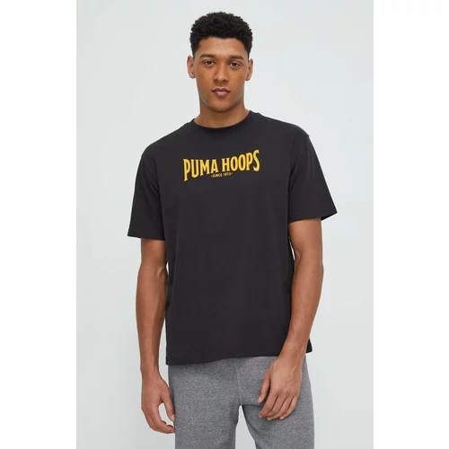 Puma Bombažna kratka majica moški, črna barva