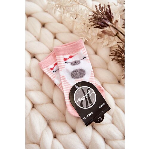 Kesi Children&amp;#039;s Striped Socks With Teddy Bear Pink Slike