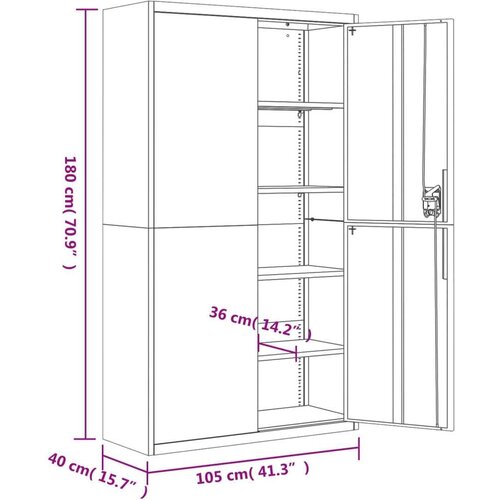  za spise crni 105 x 40 x 180 cm čelični Slike