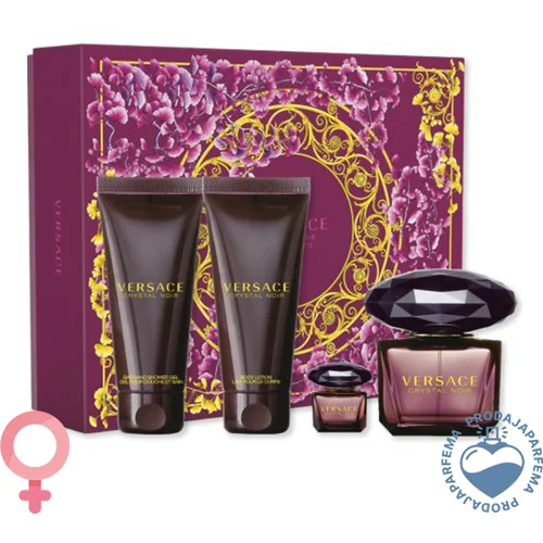 Versace Crystal Noir 90ml EDP + minijatura 5ml + Body Losion 100ml + Gel za tuširanje 100ml