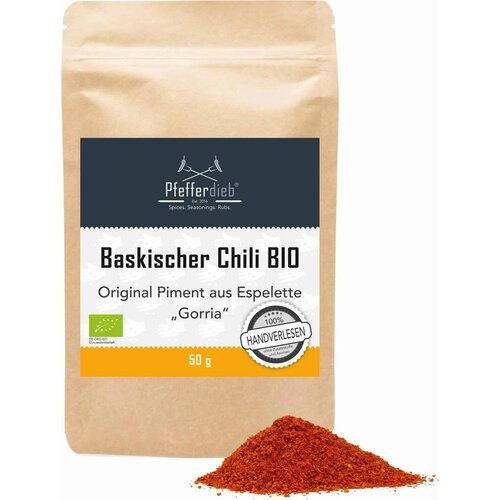 Pfefferdieb Bio baskovski čili, izvirno iz Espelette &amp;quot;Gorria&amp;quot; - 50 g Slike