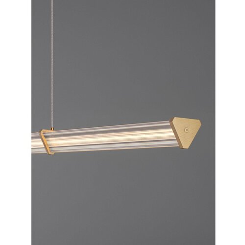 Nova Luce Kovinska LED zatemnitvena viseča svetilka v mat zlati barvi s senčilom iz akrilnega stekla Pheme &amp;ndash; Slike