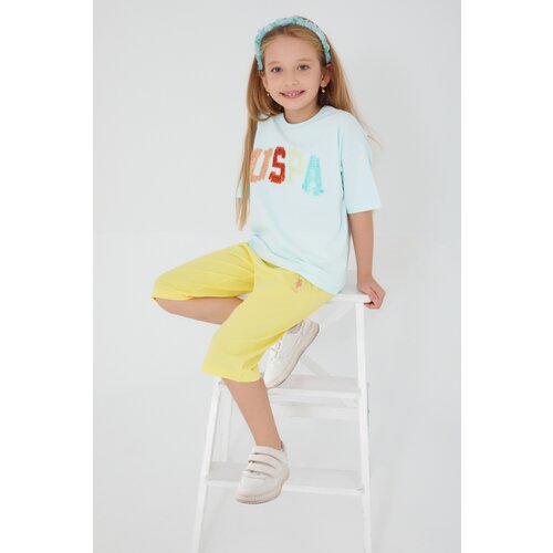 U.S. Polo Assn. komplet šorc i majica za devojčice US1401-4 belo-žuti Slike