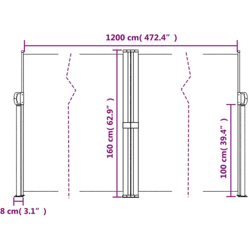  Bočna tenda na uvlačenje bež 160x1200 cm Slike