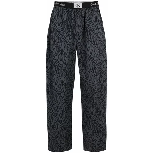 Calvin Klein Underwear Pidžama hlače tamo siva / crna / bijela