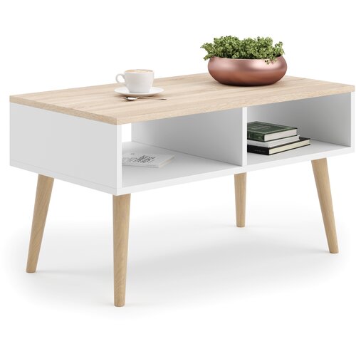 Kobi Furniture Klubska mizica Sandi, skandinavski stil, bela - hrast sonoma, (20625993) Cene