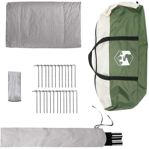 Tipi &amp;scaron;ator s krovom Zelena 800 x 800 x 430 cm Poliester i čelik Slike