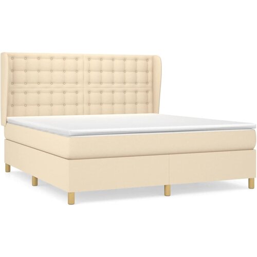 vidaXL Box spring postelja z vzmetnico krem 180x200 cm blago, (20893167) Cene