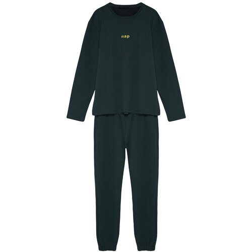 Trendyol Green Men&amp;#039;s Regular Fit Printed Knitted Pajamas Set Slike