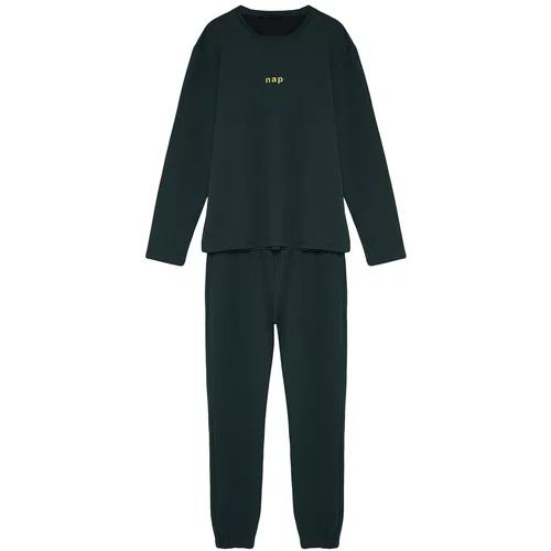 Trendyol Green Men's Regular Fit Printed Knitted Pajamas Set