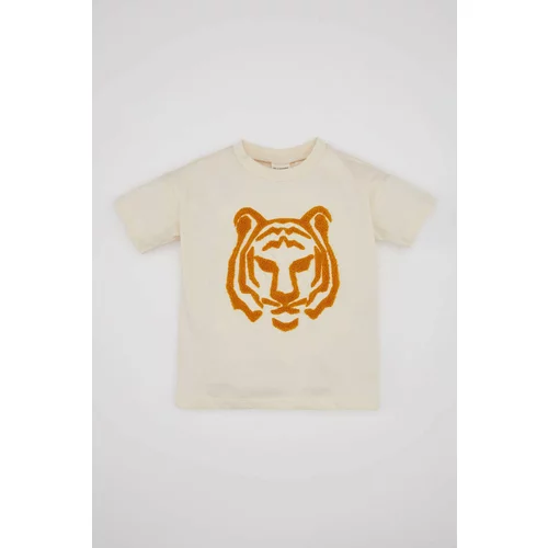 Defacto Baby Boy Crew Neck Tiger Pattern Short Sleeve T-Shirt
