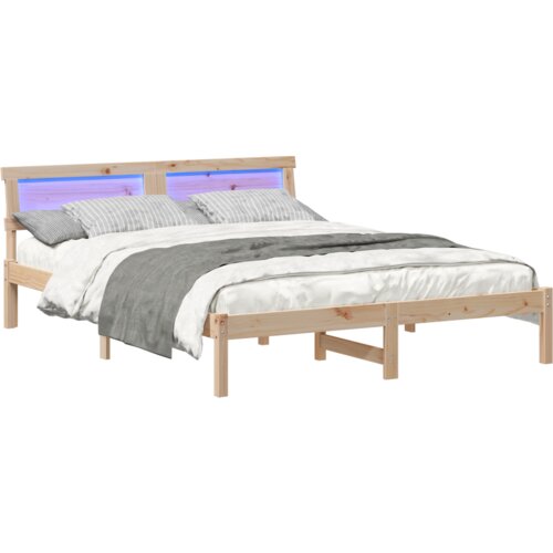 VidaXL Krevetna konstrukcija Smeđa 150 x 200 cm Borova drva Slike