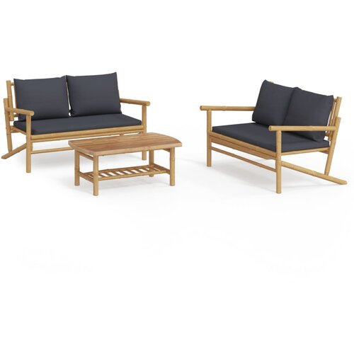 Maison Chic Seti vrtnega pohištva - Vrtna garnitura - Vrtni pohištvo set 3-delna temno sive blazine bambus, (21810990) Cene