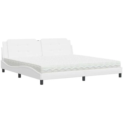  Krevet s madracem bijeli 200x200 cm umjetna koža Slike