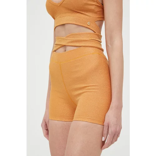 Guess Kratke hlače za žene, boja: narančasta, glatki materijal, srednje visoki struk