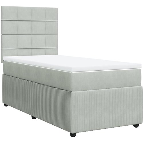 Maison Chic Box spring postelja - Vzmetna postelja z vzmetnico svetlo siva 90x200 cm žamet SL23242, (21890171) Cene