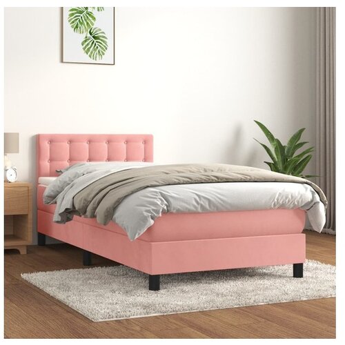 vidaXL Box spring krevet s madracem ružičasti 90x200 cm baršunasti Cijene