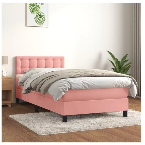 vidaXL Box spring krevet s madracem ružičasti 90x200 cm baršunasti