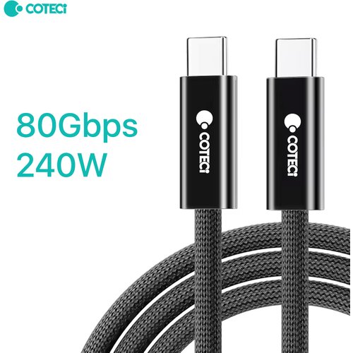 Data kabl Coteci Thunderbolt OF-065 80Gbps 240W 4k PD Type C na Type C crni 1m Slike