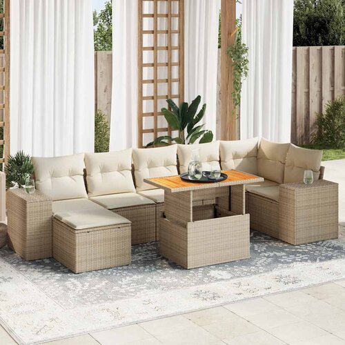  8-dijelni set vrtnih sofa od poliratana s jastucima sivi Slike