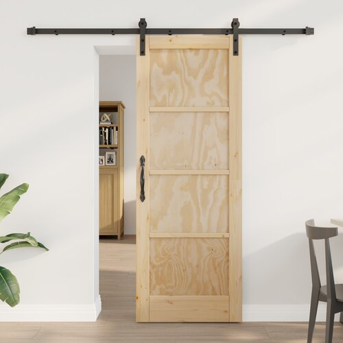 vidaXL Drsna vrata s kompletom strojne opreme 73.5x198.5 cm iz trdega borovega lesa, Notranja vrata 'ORKDAL'73.5x198.5x4 cm iz trdega borovega lesa Cene