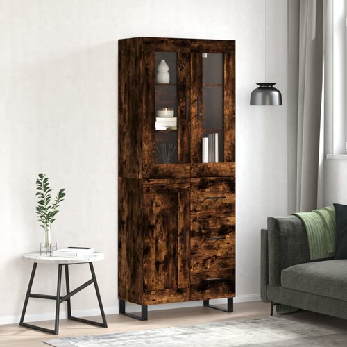 vidaXL Visoka komoda dimljeni hrast 69 5x34x180 cm konstruiranog drva Cijene