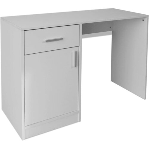 Maison Chic Pisalna miza - pisarni&amp;scaron;ka miza - Računalni&amp;scaron;ka miza s predalom in omarico bela 100x40x73 cm, (21785393) Slike