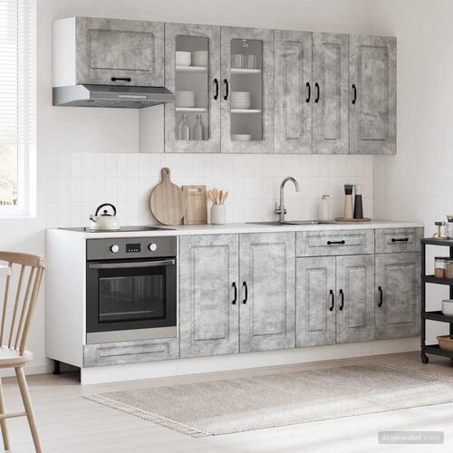  Kuhinjska jedinica KALMAR 8 pcs Betonska siva Konstruirano drvo Cene
