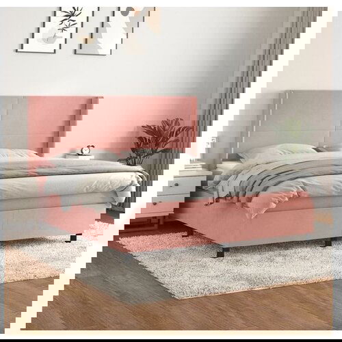 VidaXL Box spring postelja z vzmetnico roza 180x200 cm zamet Slike