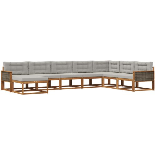 vidaXL Zunanja garnitura za sedenje 8 pcs Naravna in svetlo siva, (5000280490) Cene