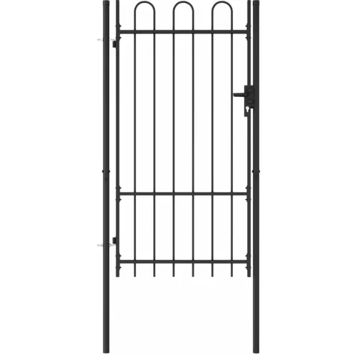 vidaXL Enojna vrata za ograjo zaobljena jeklo 1x1,75 m črna
