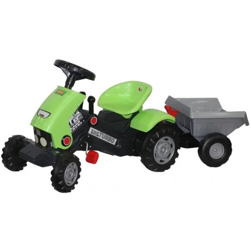dečiji traktor sa prikolicom na pedale, zeleni Slike