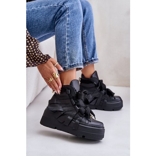 CheBello Leather Women's Sneakers On Massive Platform 4561 Black Cijene