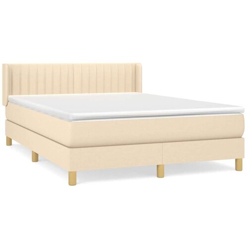  Krevet s oprugama i madracem krem 140x200 cm od tkanine Slike