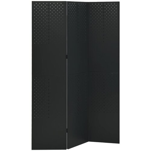 Sobna pregrada s 3 panela crna 120 x 180 cm čelična Cene