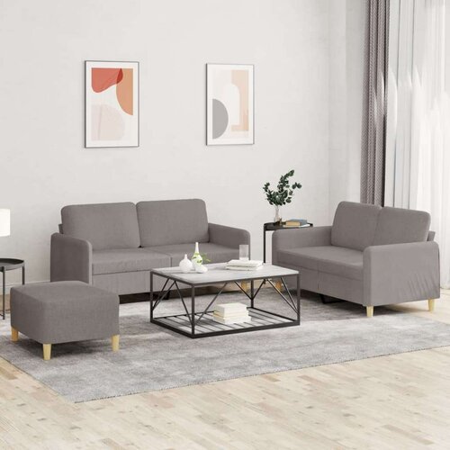  3-dijelni set sofa s jastucima smeđesivi od tkanine Cijene