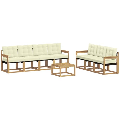 vidaXL Zunanja garnitura za sedenje z blazino 8 pcs Bela in krem, (5000282178) Cene