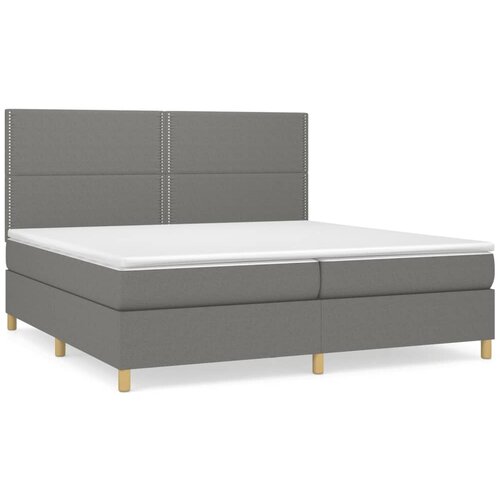 VidaXL Box spring postelja z vzmetnico temno siva 200x200 cm blago, (20727262) Slike