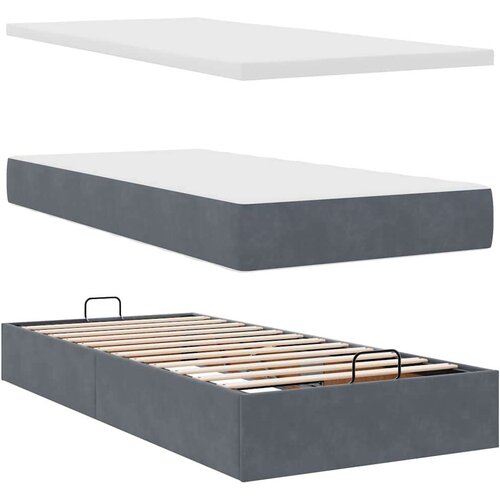 VidaXL Okvir kreveta s madracima tamnosivi 200x200cm bar&amp;scaron;unasti Slike