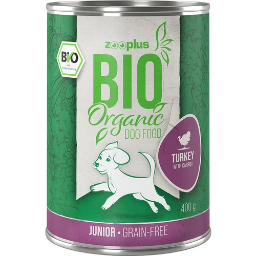 zooplus Varčno pakiranje Bio Junior 12 x 400 g Bio-puran s korenjem