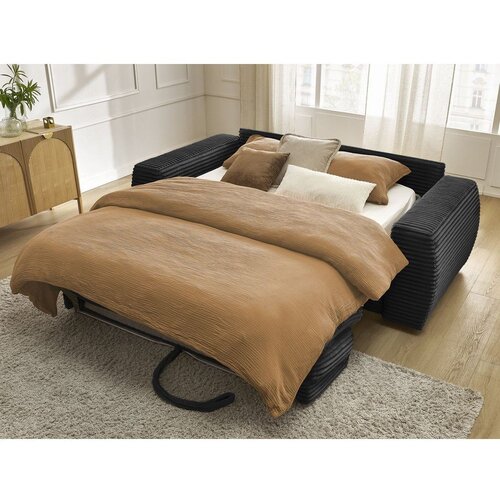 Bobochic Paris Crna sofa za spavanje/sklopiva od samta 240 cm Hugo &amp;ndash; Slike